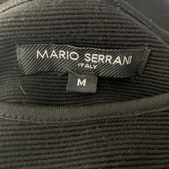 Mario Serrani Ribbed Knit Sheath Dress M Black Short Sleeves Knee Length Stretch - Picture 6 of 6